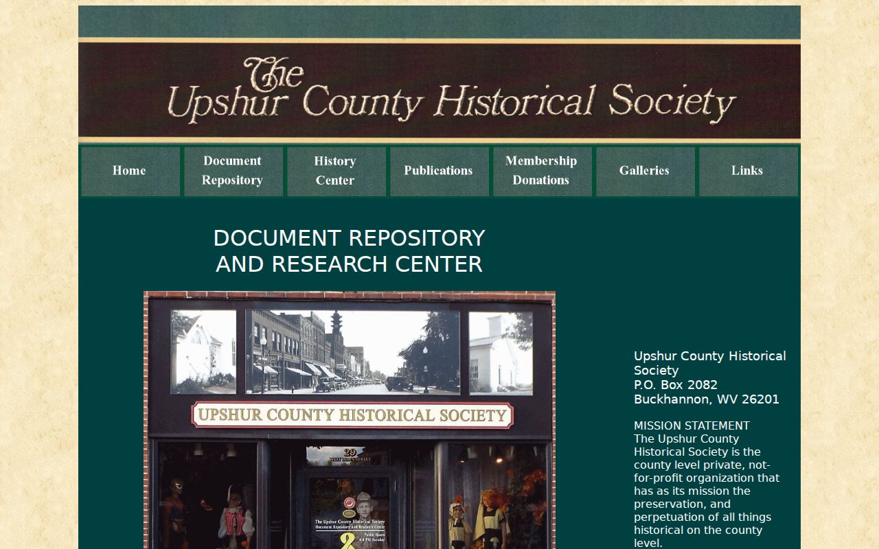 Upshur County Historical Society Repository information for local history research