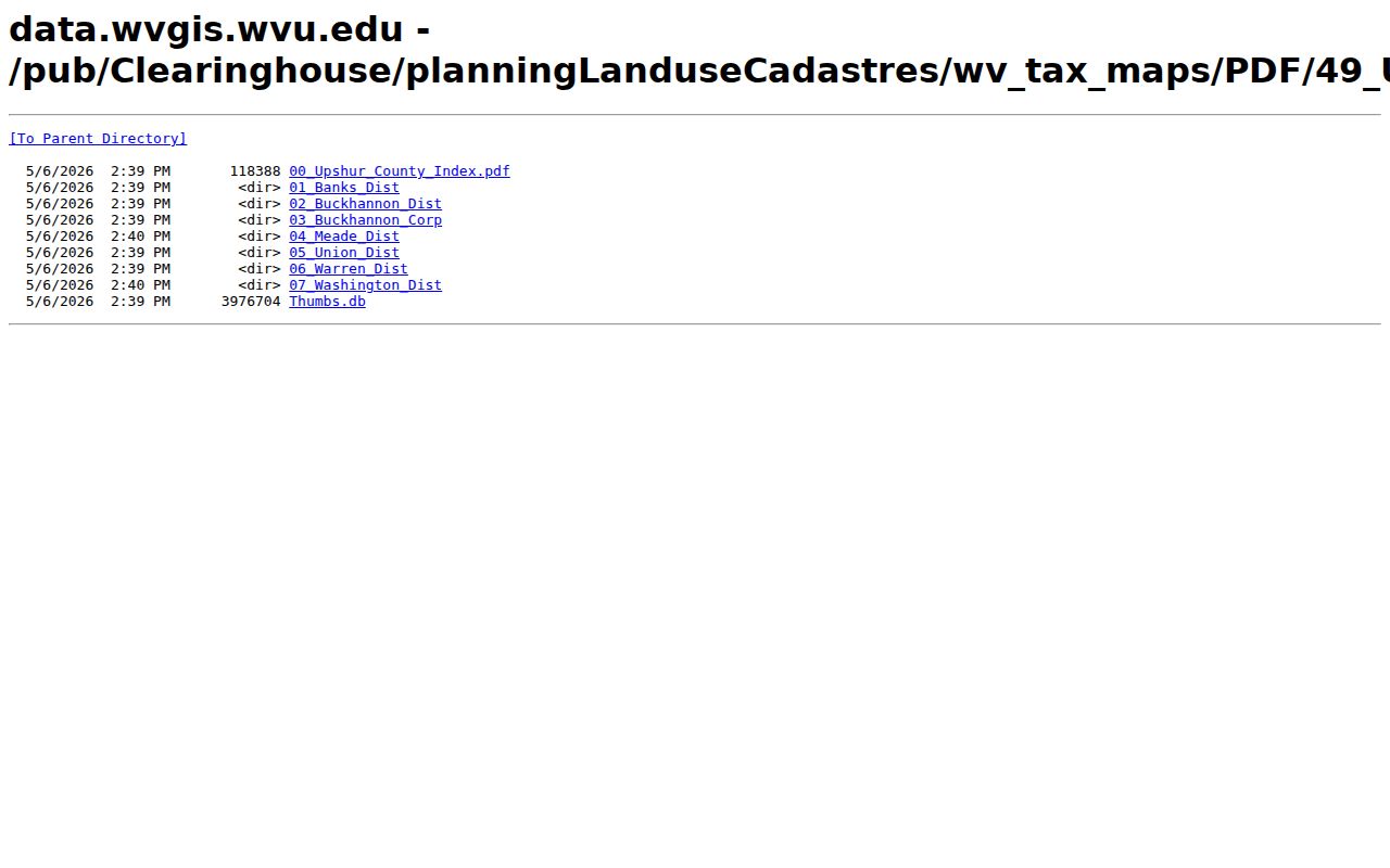 West Virginia GIS directory of Upshur County tax-map PDFs