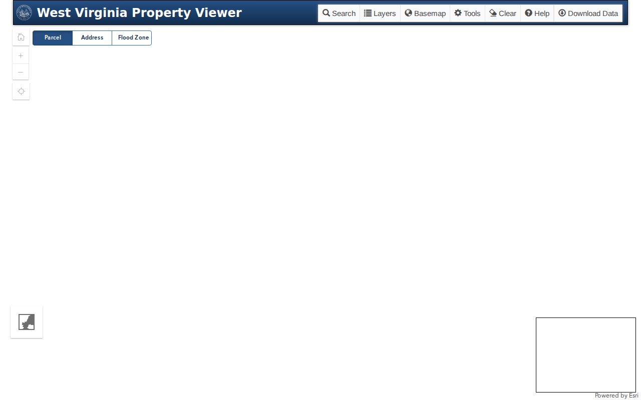 West Virginia MapWV parcel viewer landing map