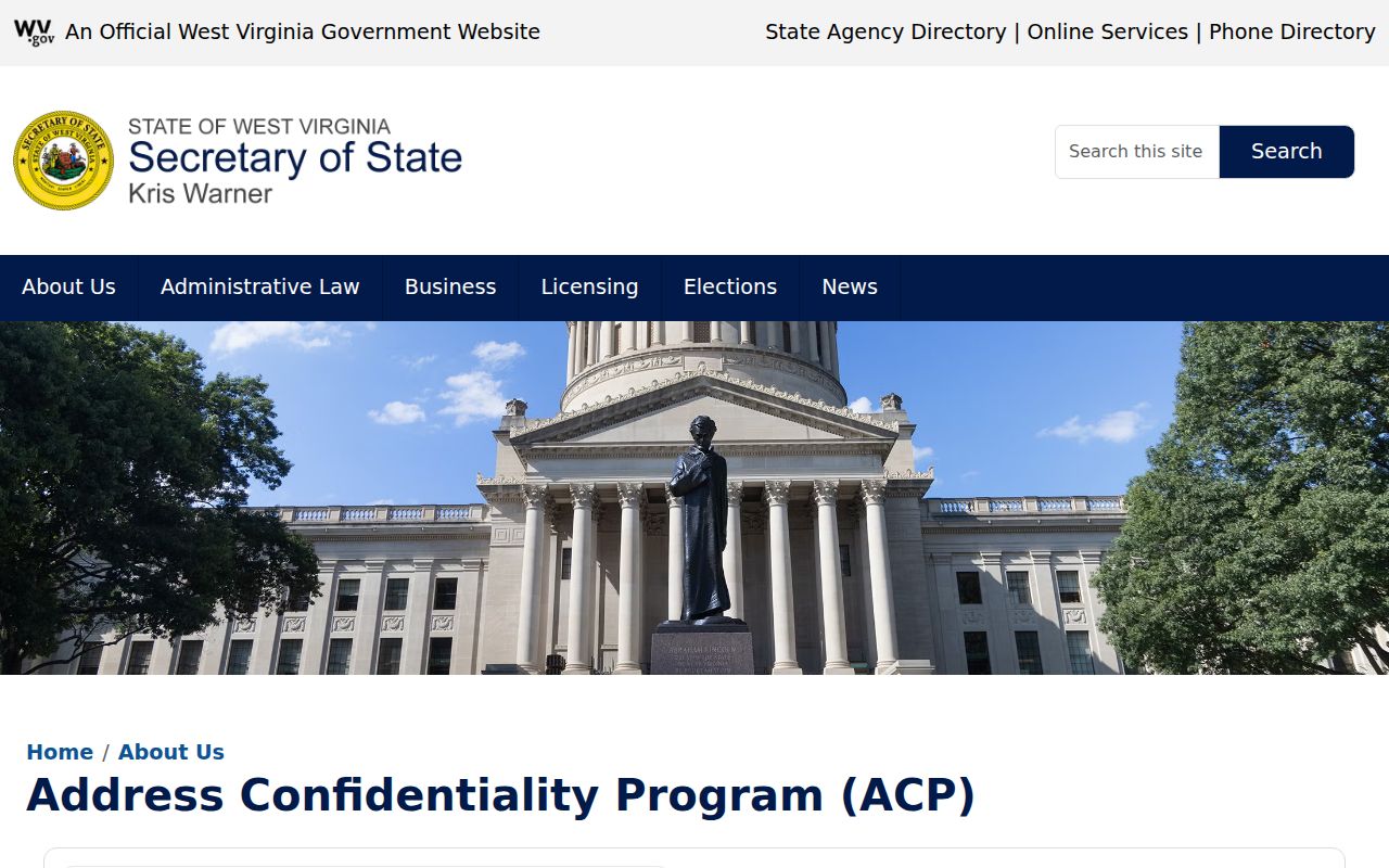 West Virginia Address Confidentiality Program information page